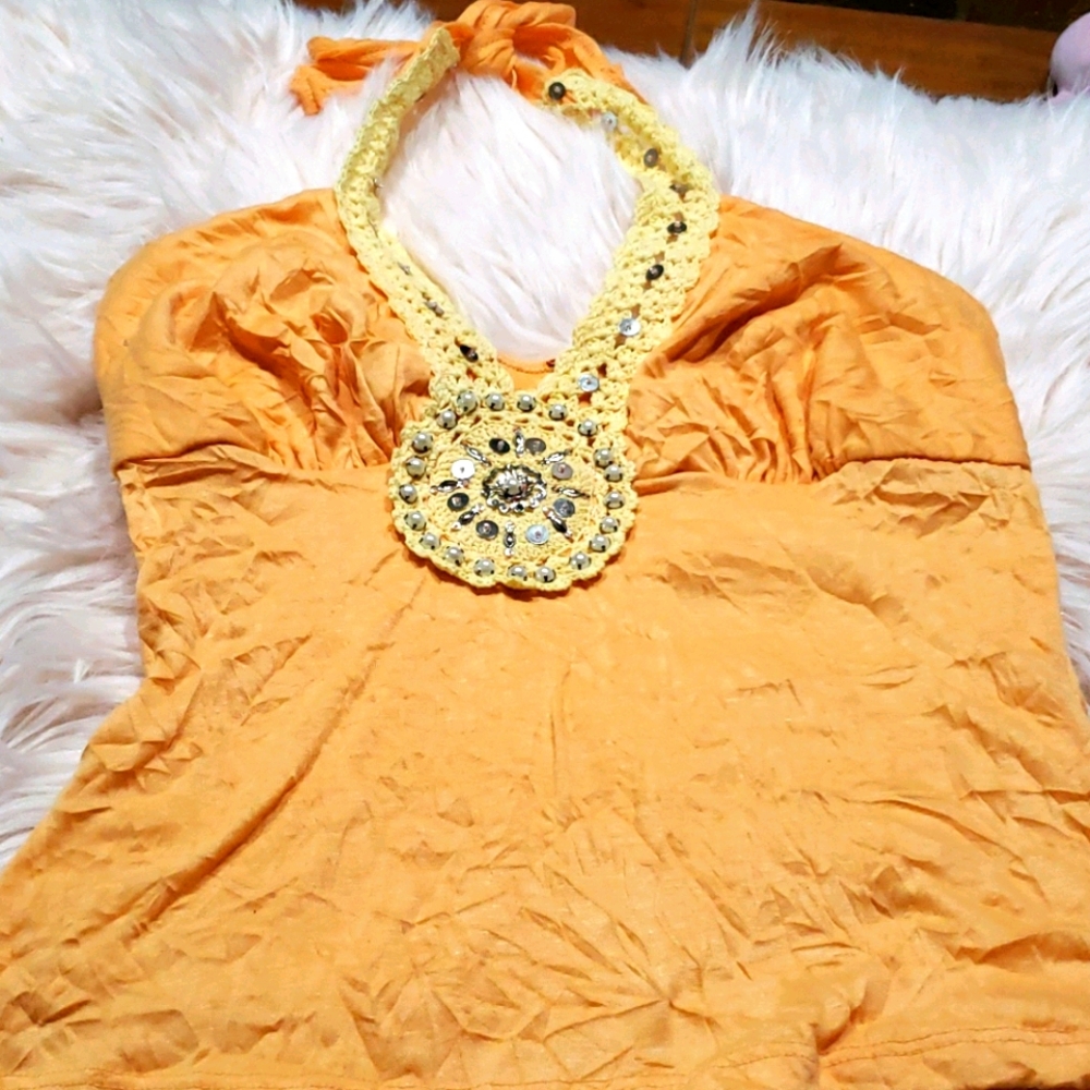 Summer embellished halter top